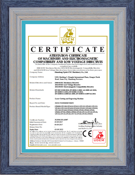 CE Certificate of Laser Cutting Engraving Machine